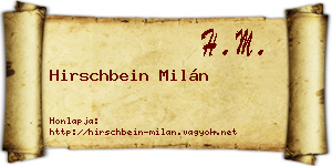 Hirschbein Milán névjegykártya